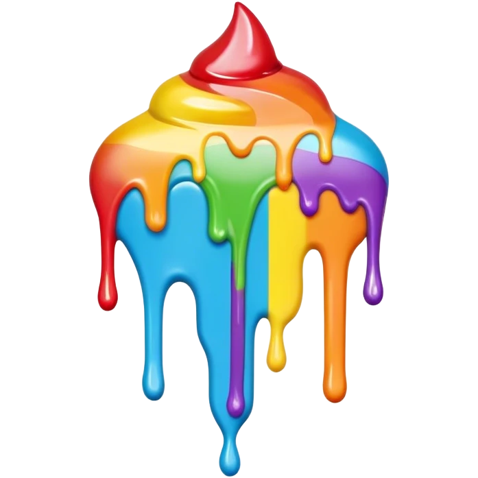 Rainbow colored dripping icing emoji