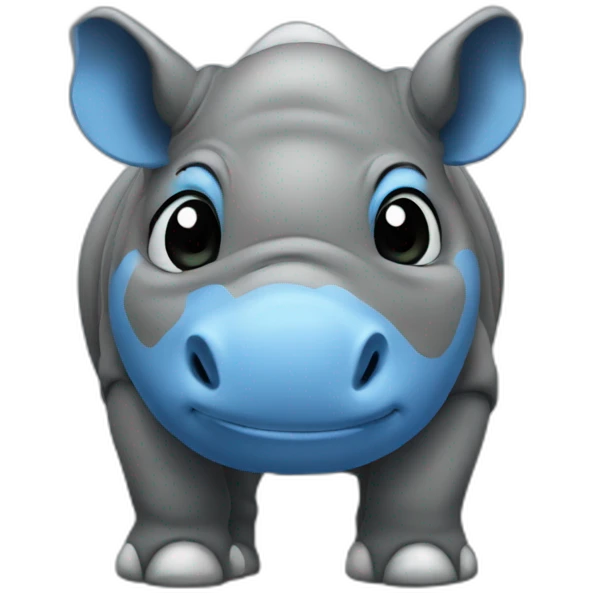 rhinocerous with tshirt black and blue emoji