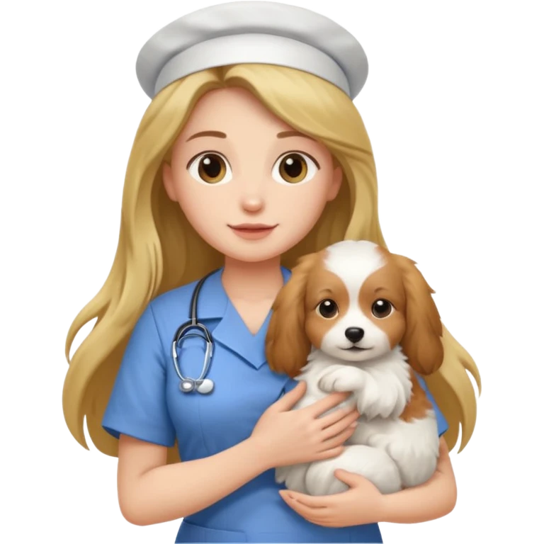long haired nurse holding baby dog emoji