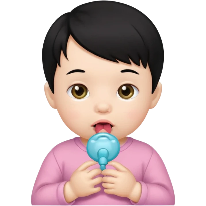 a black hair baby with pacifier emoji