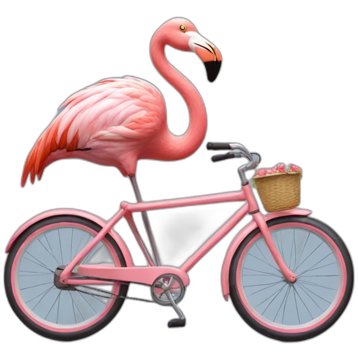 A flamingo riding a bike emoji