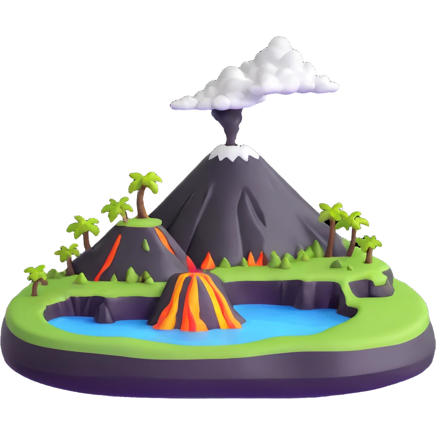 small island with volcano emoji