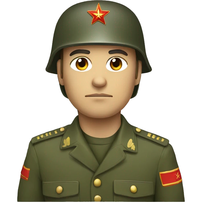 ussr soldier serious with military helmet emoji
