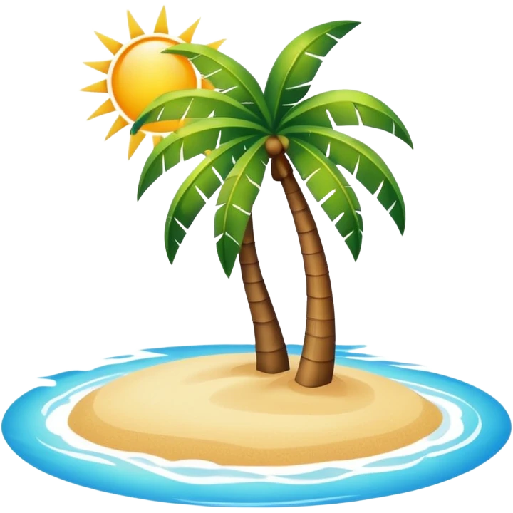 a beach with a palm tree and a sun emoji