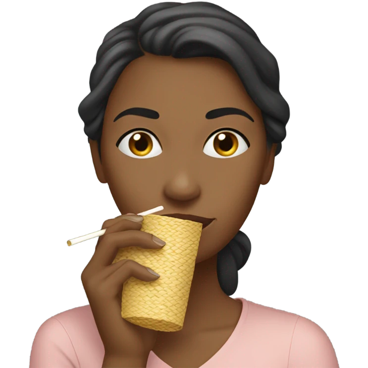 Lady sniffing straw emoji