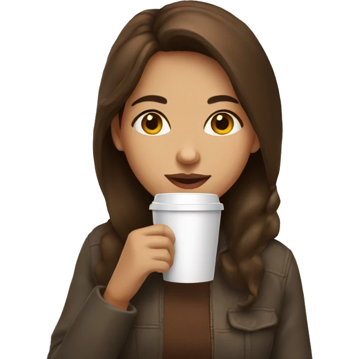 brown hair girl sipping coffe  emoji