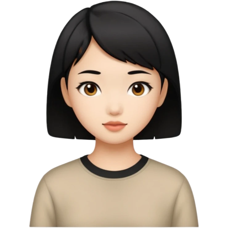 Asian pretty girl with black color short hair emoji