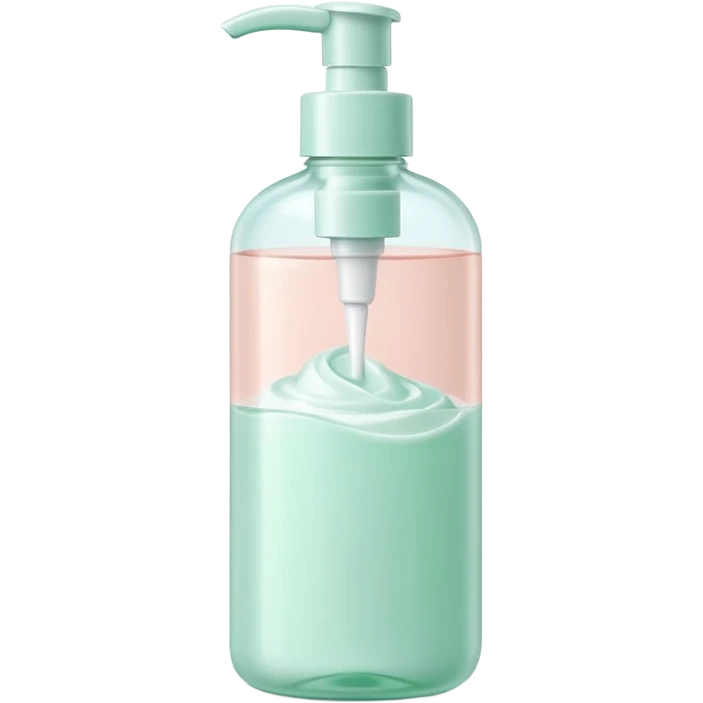 slim upright plastic bottle with pump or flip-top cap, partially transparent or opaque, soft pastel colors white mint blush, minimal clean design, gentle skincare product, no label no foam no extras, soft lighting, subtle shadows, emoji scale emoji