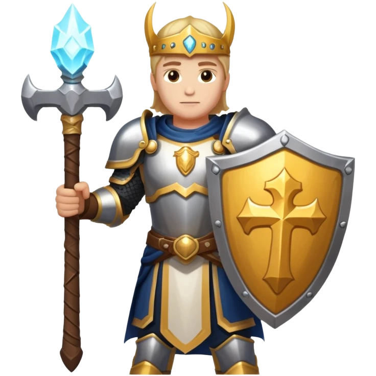 paladin hero with holy shield and glowing hammer emoji