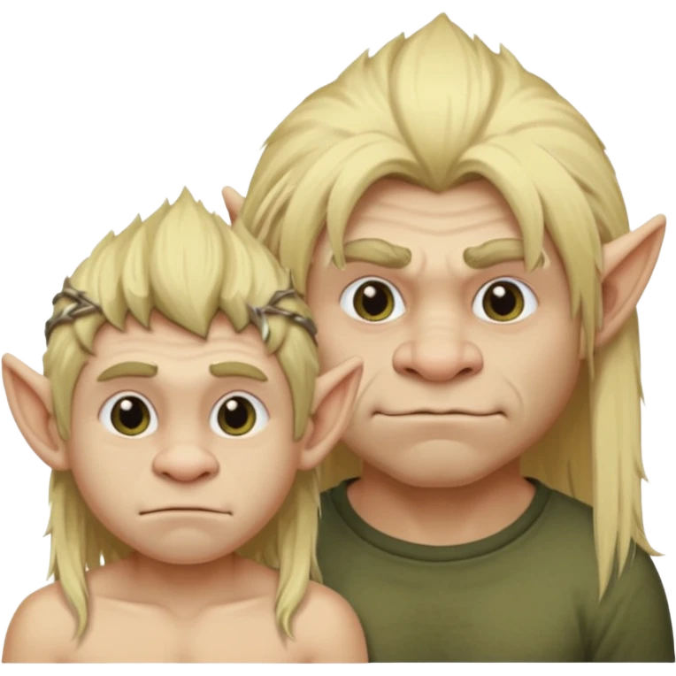 ugly troll with blonde long hair next to short twink with short blonde hair emoji