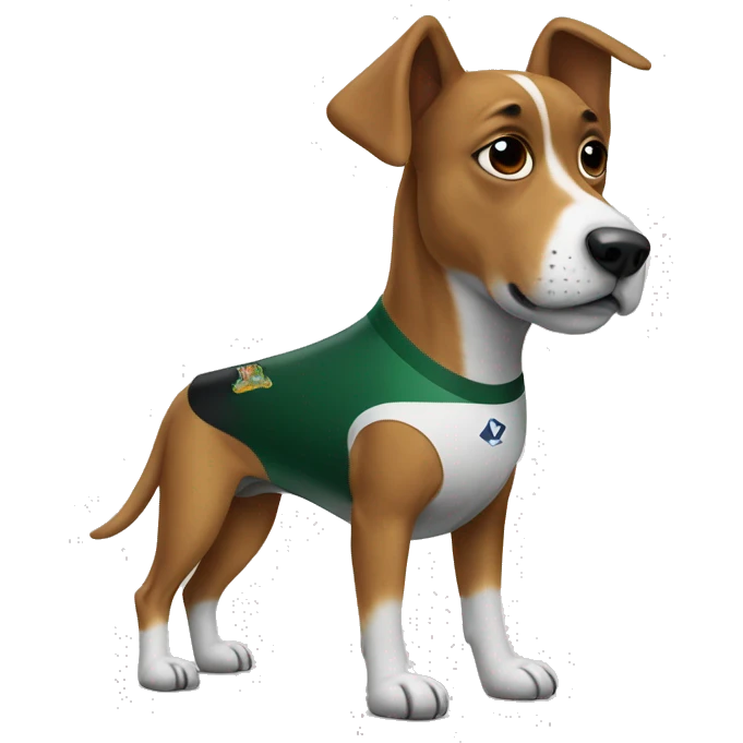 Dog with a Ronaldo jersey emoji