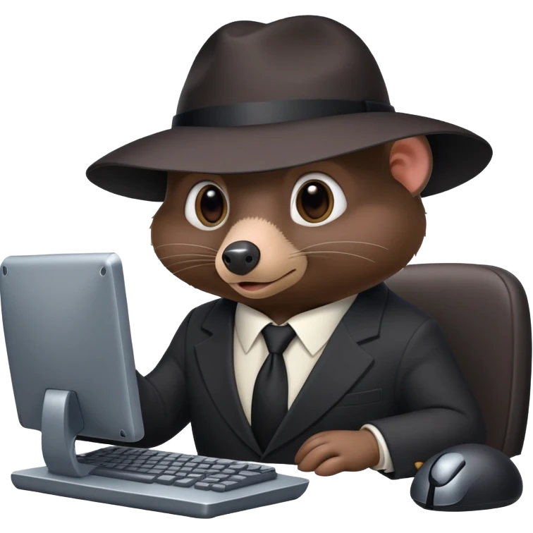 mole dressed like a spy using computer chat emoji