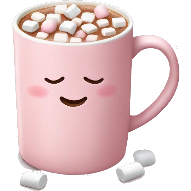Light Pink mug of hot chocolate with marshmallows  emoji