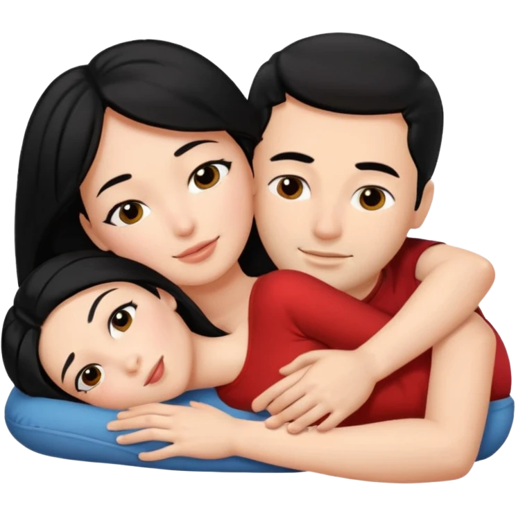 Девушка с большими симками голая лежит на спину , а на ней лежит голый мужчина с членом, лицом перед, держит её большую жопу. белое тело, волосы черные, только они дваем emoji