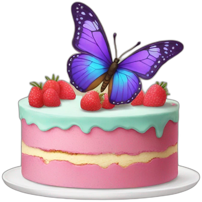 Butterfly eating cake emoji