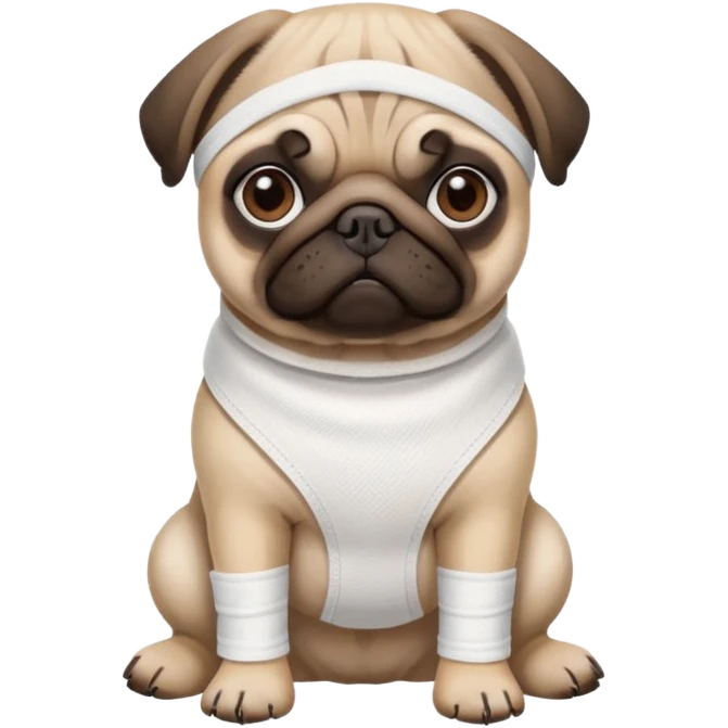 Pug with a broken left leg in bandage emoji