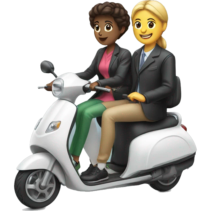 man and woman sitting on an e scooter emoji