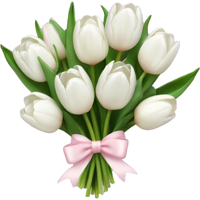 White tulips bouquet with light pink bow  emoji