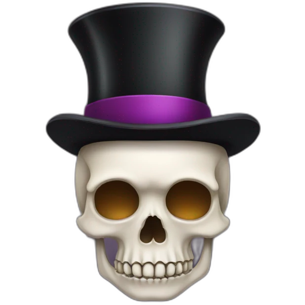 Skull with an afro and a tiny top hat emoji