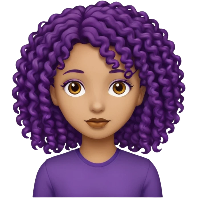 Chica morenito claro pelo morado oscuro rizado emoji