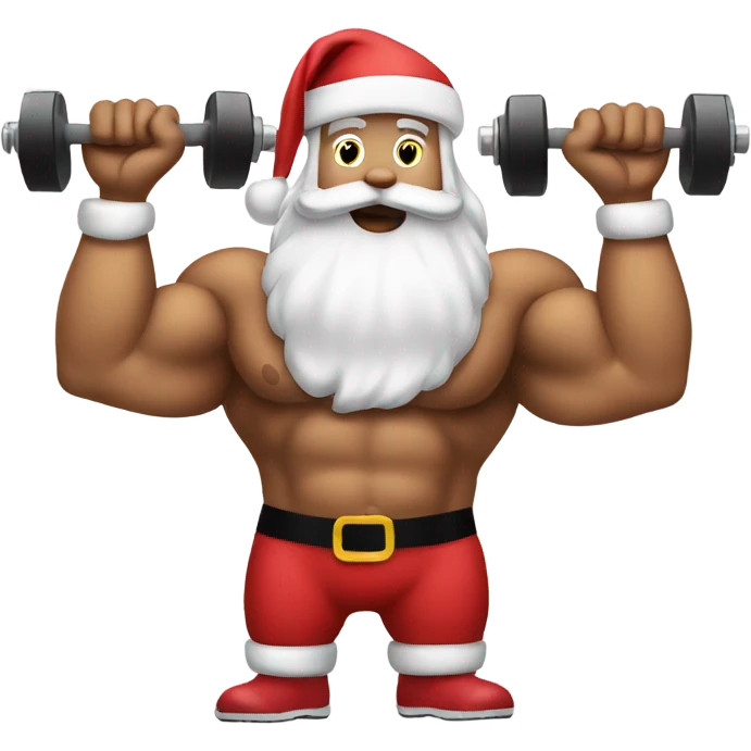 Santa working out with dumbbells  emoji