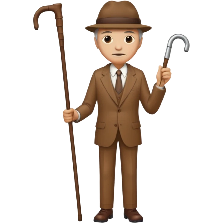 give me a suit only the clothes the old one brown color with a stick emoji