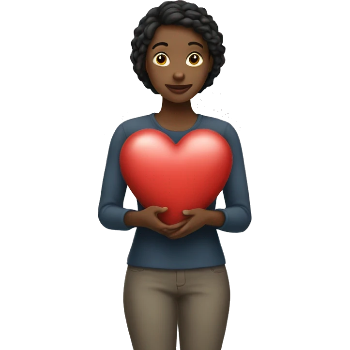 Woman holding a heart  emoji