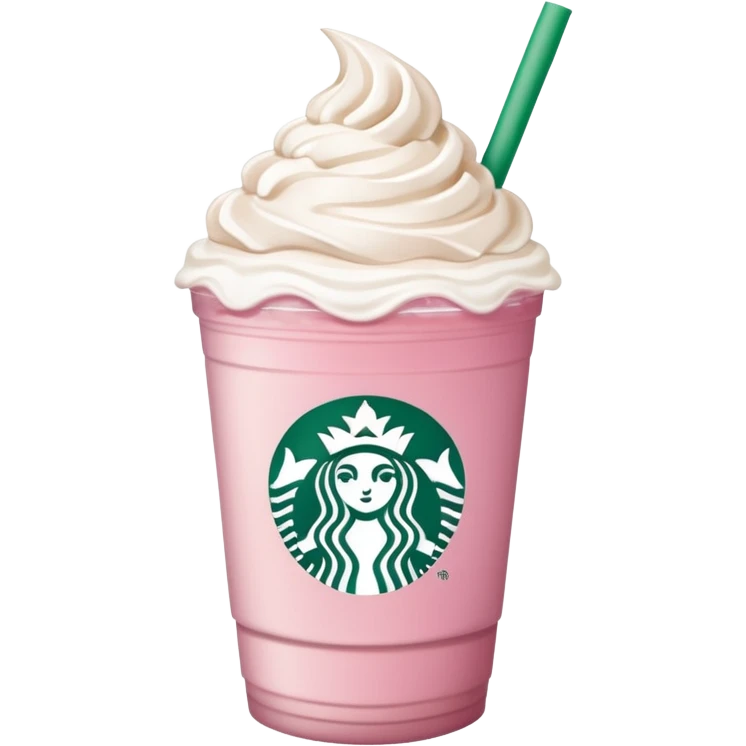 A pink Starbucks Iced Latte with whip cream emoji