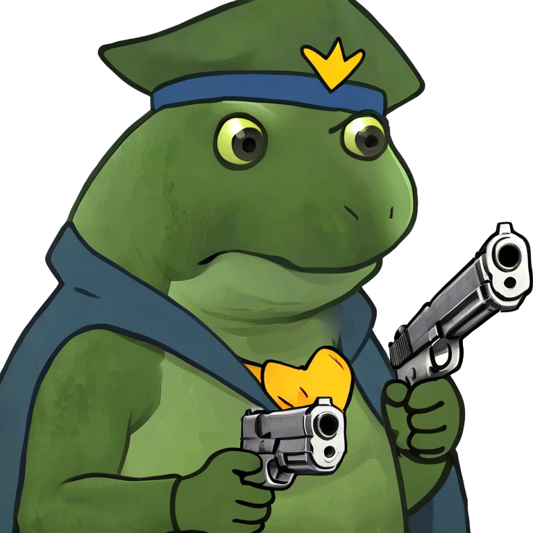 Turtle wizard with a gun emoji