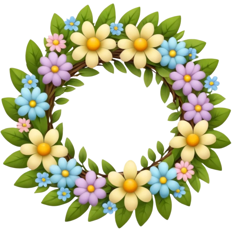 flower easter wreath, made in a shape of an egg emoji