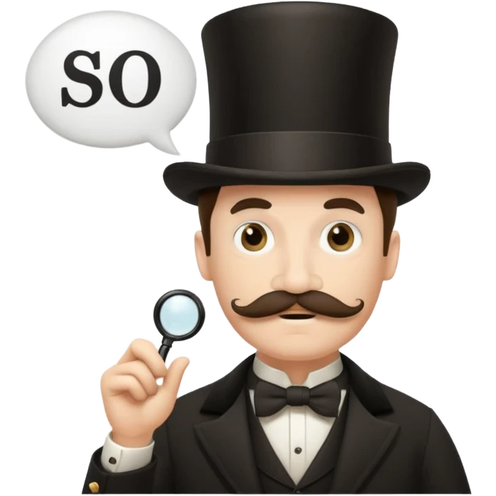 Fancy man with top hat and mustache and wearing monocle, and having a speech bubble saying so be it emoji