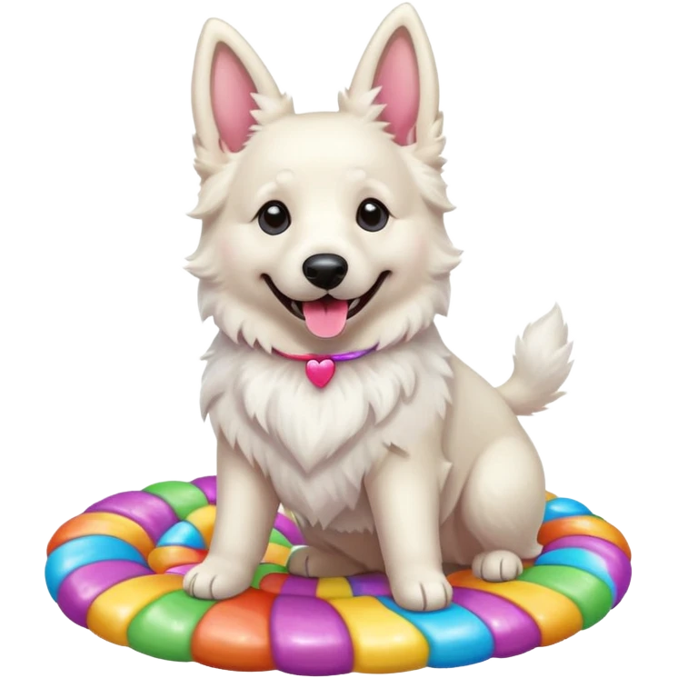White belgian Shepard Dancing in Candyland emoji