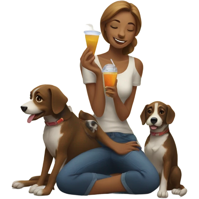 She’s with her dogs tonight drinking alcohol  emoji