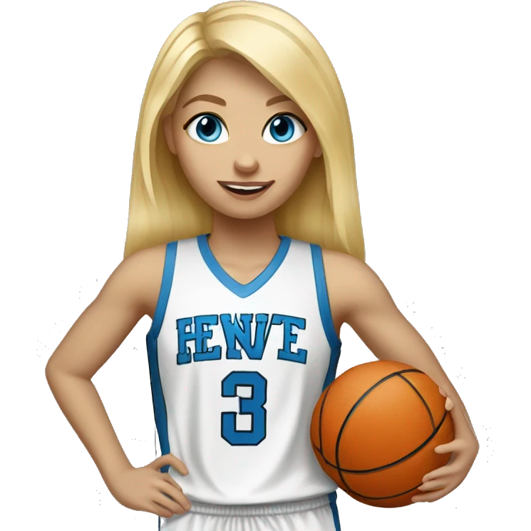 blonde hair blue eyed girl playing basketball emoji