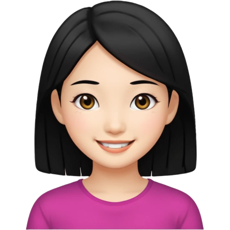 Asian pretty girl with black hair color and black eyes emoji