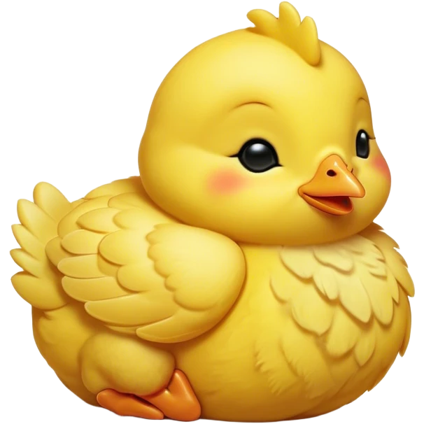 Meme-Worthy Cute Sleeping Yellow Baby Chicken Portrait Emoji, Head resting peacefully with a contented smile, showcasing a delightfully tiny build and a luxuriously soft bright yellow downy coat, eyes shut in a serene, restful nap, Simplified yet hilariously adorable features, highly detailed, glowing with a soft, drowsy light, high shine, relaxed and utterly lovable, stylized with an air of playful laziness, bright and heartwarming, soft glowing outline, capturing the essence of a comically sleepy chick, so meme-worthy it feels like it could instantly become the next viral sensation of adorable slumber! emoji
