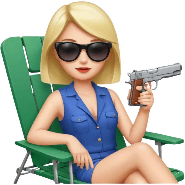 lady in a lawn chair with a gun emoji