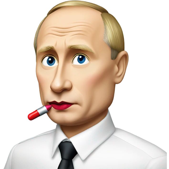 Vladimir Putin putting on red lipstick  emoji
