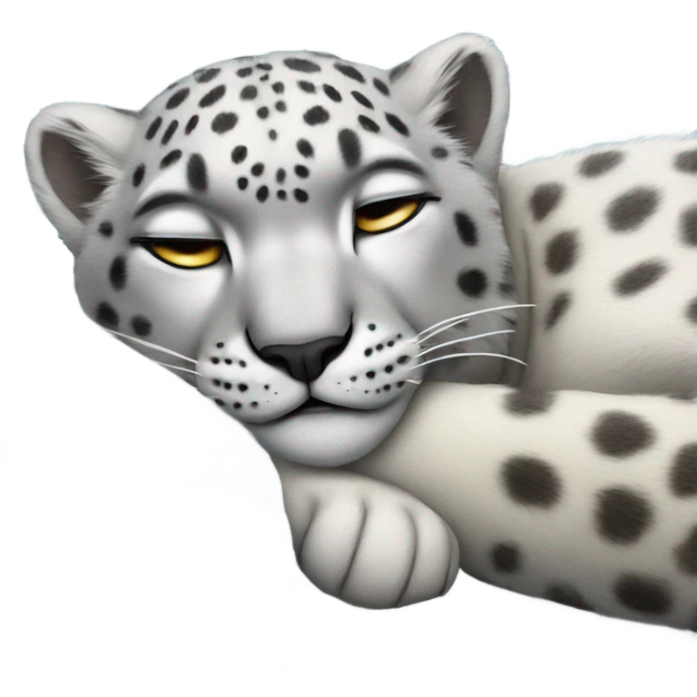Sleeping laying snow leopard  emoji