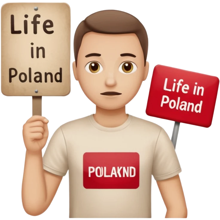 Життя у Польщі. Робота у Польщі. Надписи із сарказмом. emoji