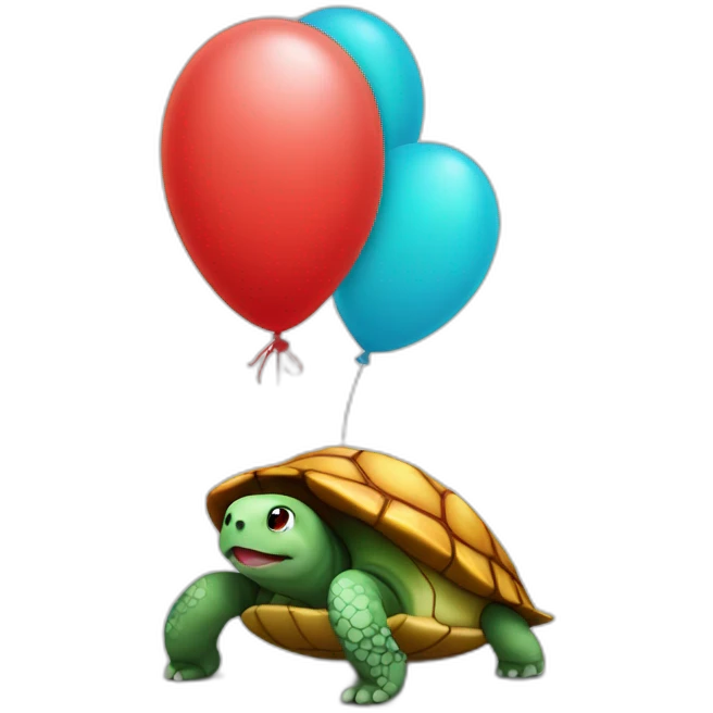 Turtle emoji with a red balloon emoji