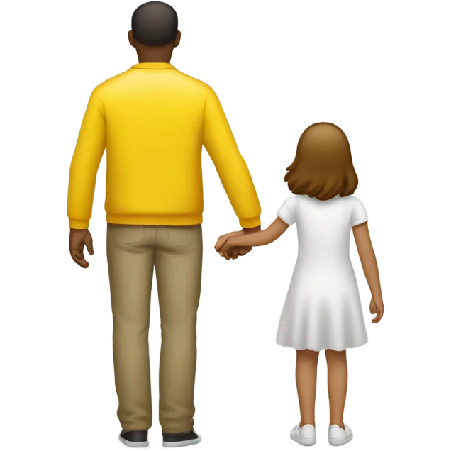 father and daughter holding their hands and seen from the back (style samsung emoji yellow people) emoji