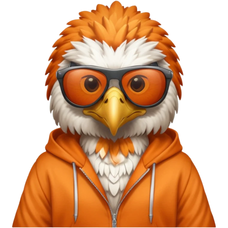 eagle with orange hoodie wearing sunglasses emoji