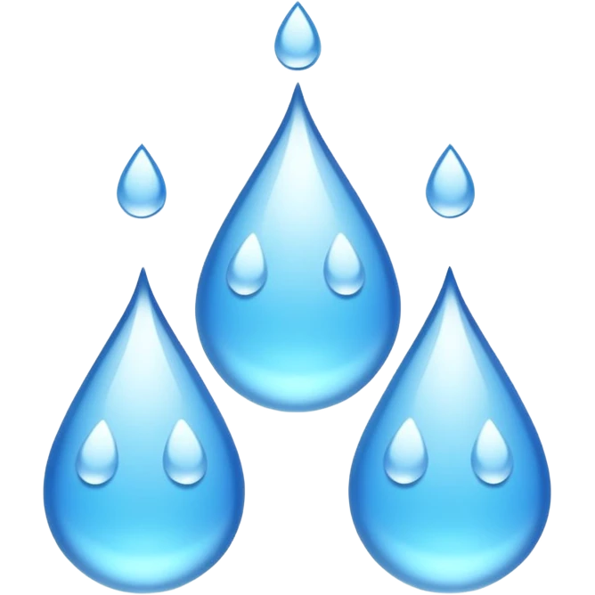 three equally sized droplets stacked on top of each other with two other droplets going outward from the middle droplet emoji