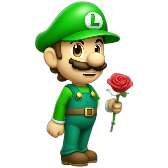 luigi holding a rose emoji