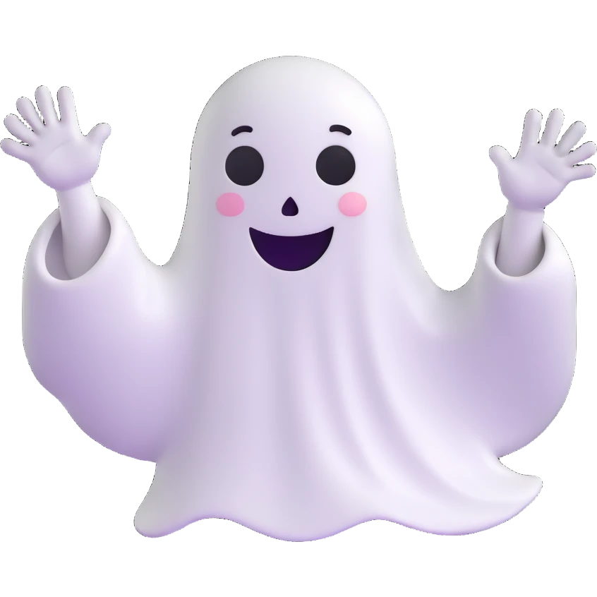 cute white ghost waving emoji