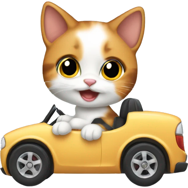 calico kitten driving car emoji