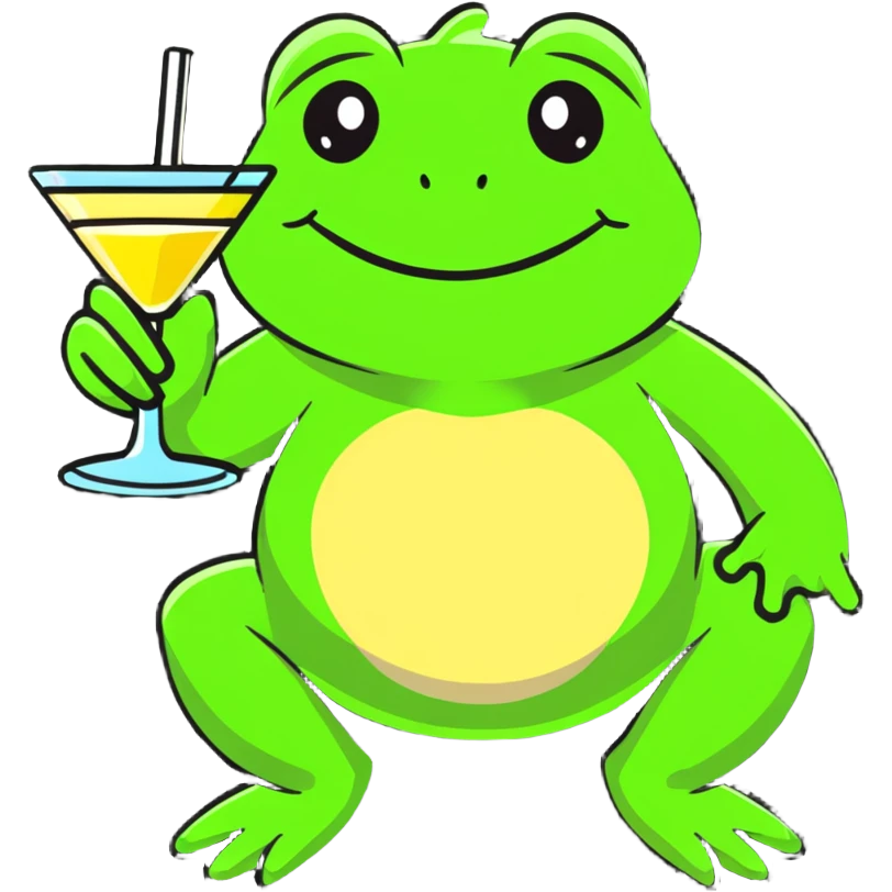 happy frog with a cocktail emoji