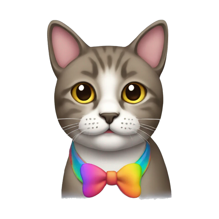 Gato arcoiris con bigote emoji