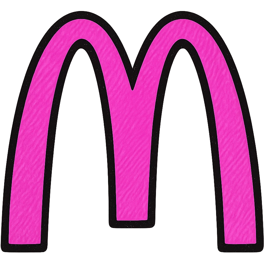 McDonald's logo in hot pink, bold and vibrant style emoji